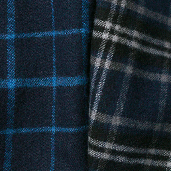 CLASSIC BAND COLLAR INDIGO PLAID FLANNEL