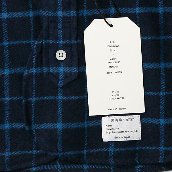 CLASSIC BAND COLLAR INDIGO PLAID FLANNEL