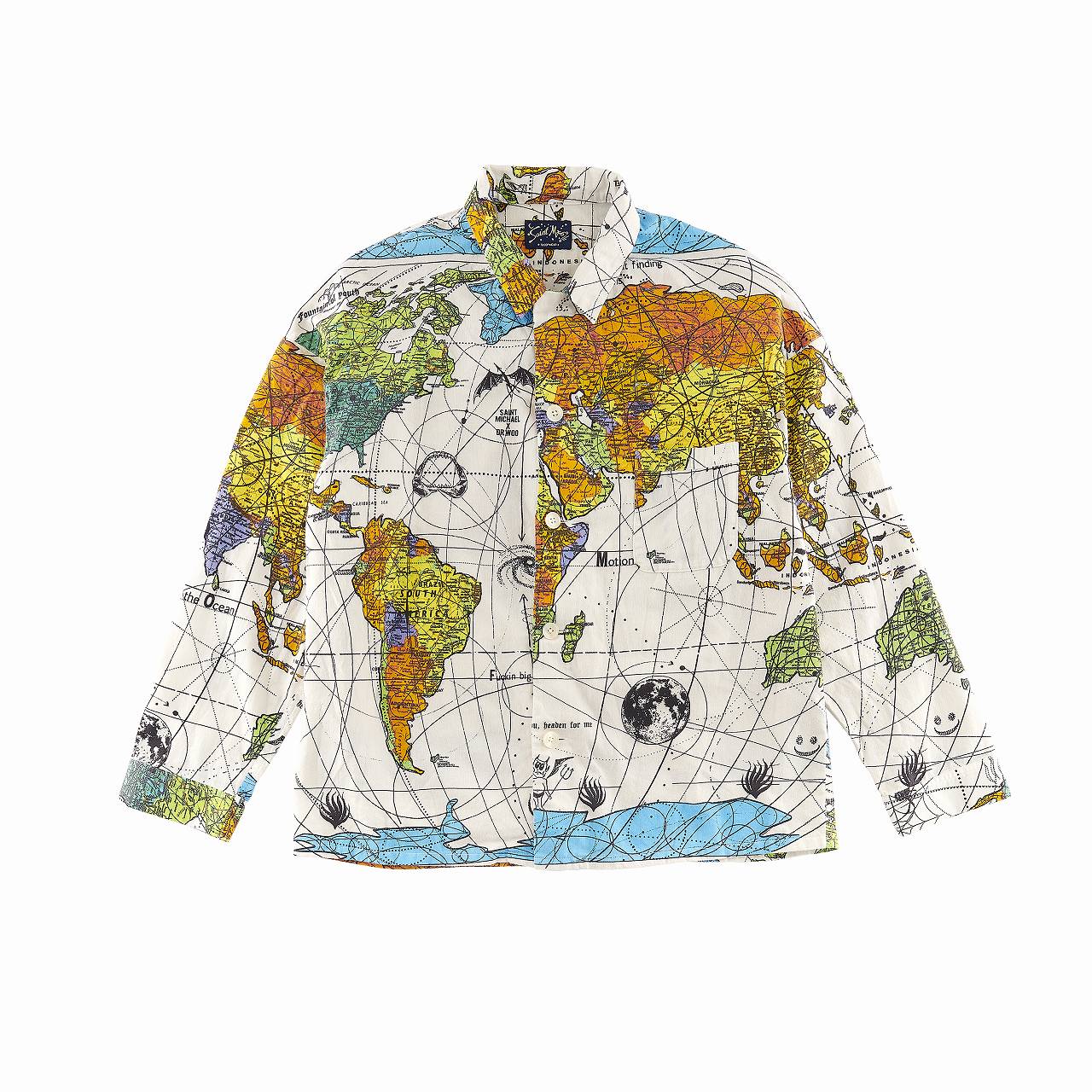 DW-PAJAMA SH/WORLD MAP/WHITE