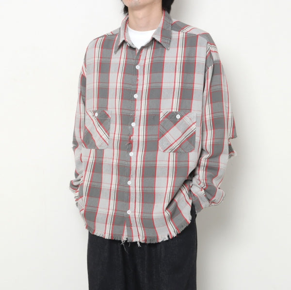 SA-FRANNEL SHIRT / GRY×RD