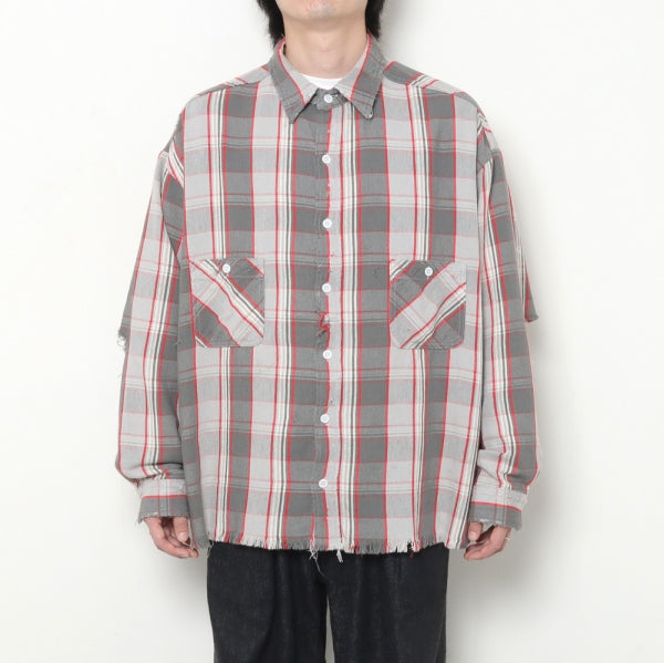 SA-FRANNEL SHIRT / GRY×RD