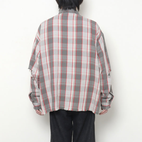 SA-FRANNEL SHIRT / GRY×RD