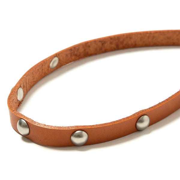 STUDDED LONG KEY RING OILED COW LEATHER