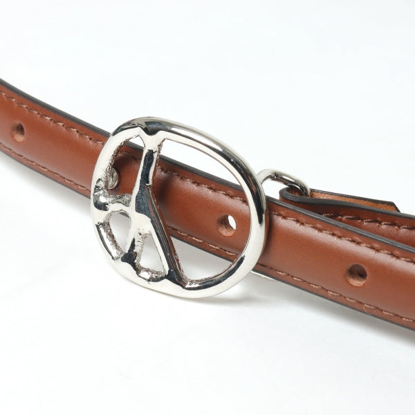 Peace Buckle Narrow Belt - Steer Leather