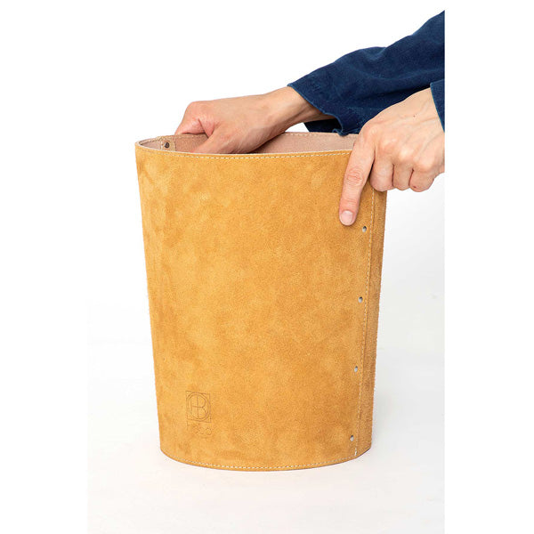 D-RING TRASH CAN COW SUEDE