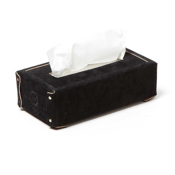 SNAP BUTTON TISSUE BOX COW SUEDE