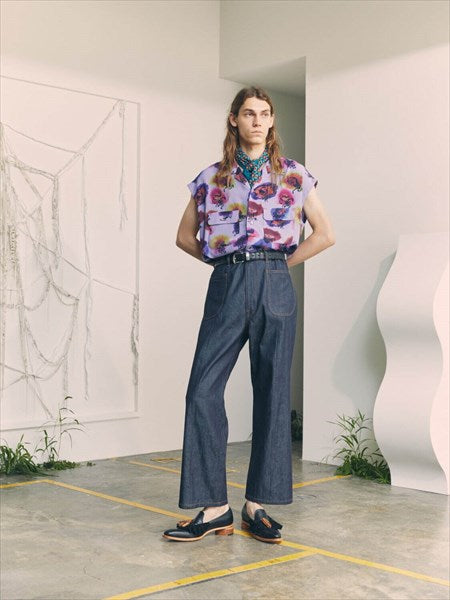 FLOWER FLARE SILHOETTE DENIM PANTS