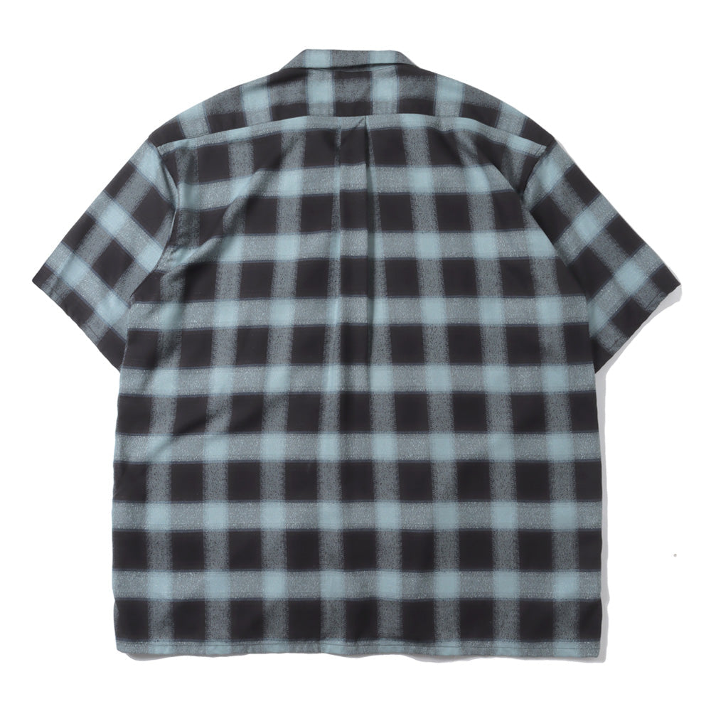 OMBRE PLAID LOOSE HALF SLEEVE BLOUSE