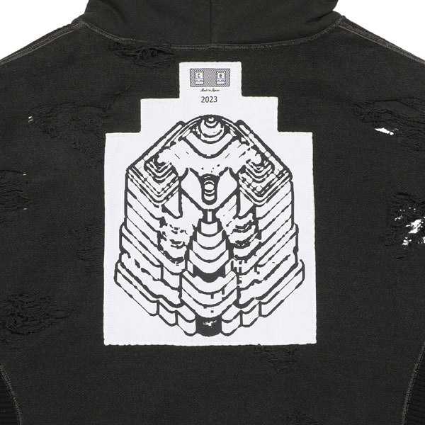 PLAGUE WIDE RIB CUT ZIP HOODY