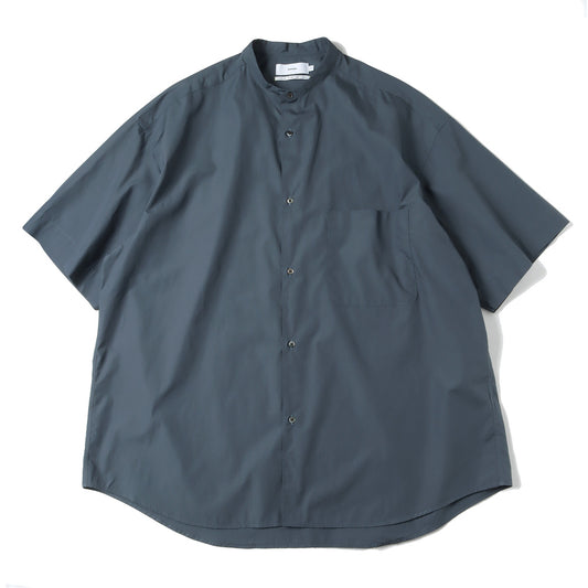 Broad S/S Oversized Band Collar Shirt DARK SLATE