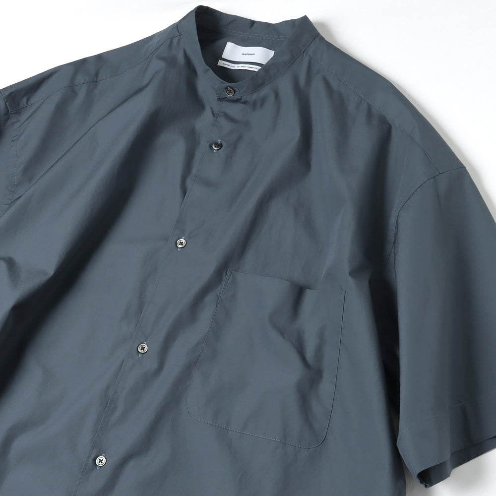 Graphpaper）Broad S/S Oversized Band Collar Shirt SLATE (GM231