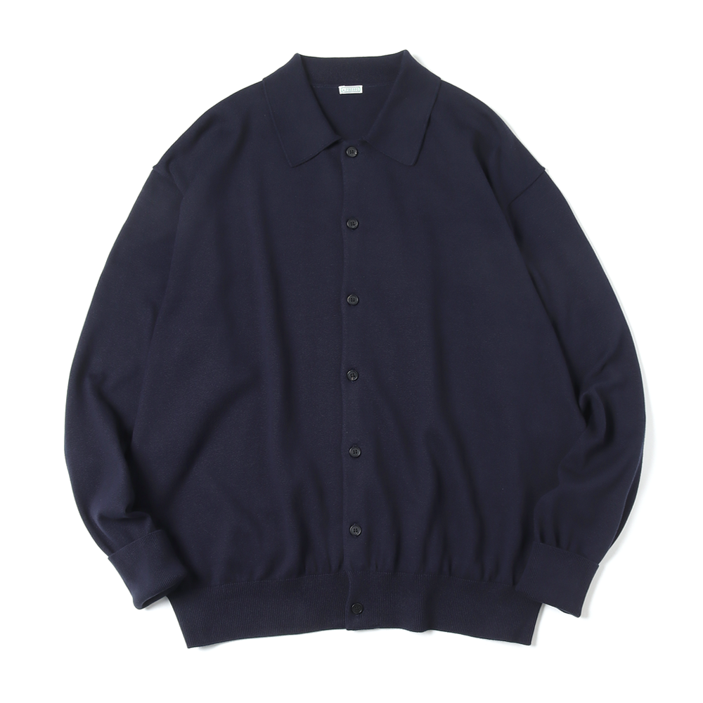 Cotton Knit Polo Collar Cardigan