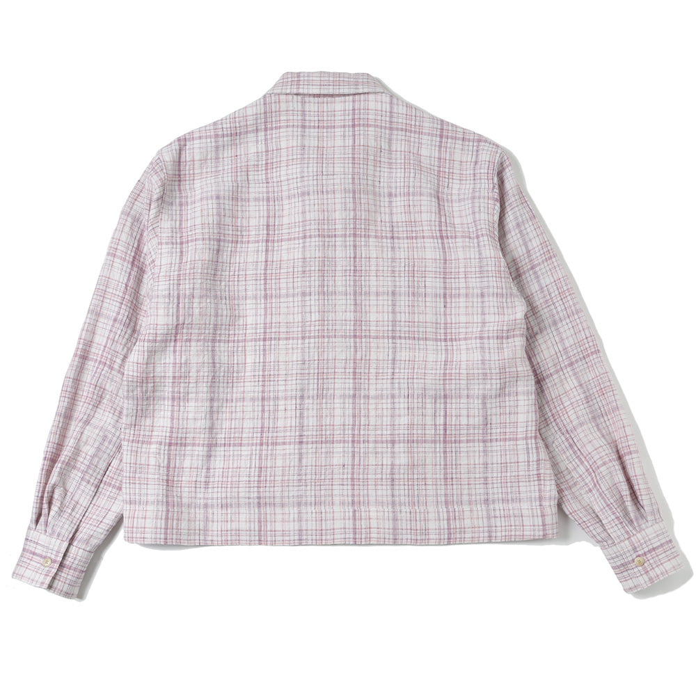 LINEN SILK CHECK ZIP BLOUSON