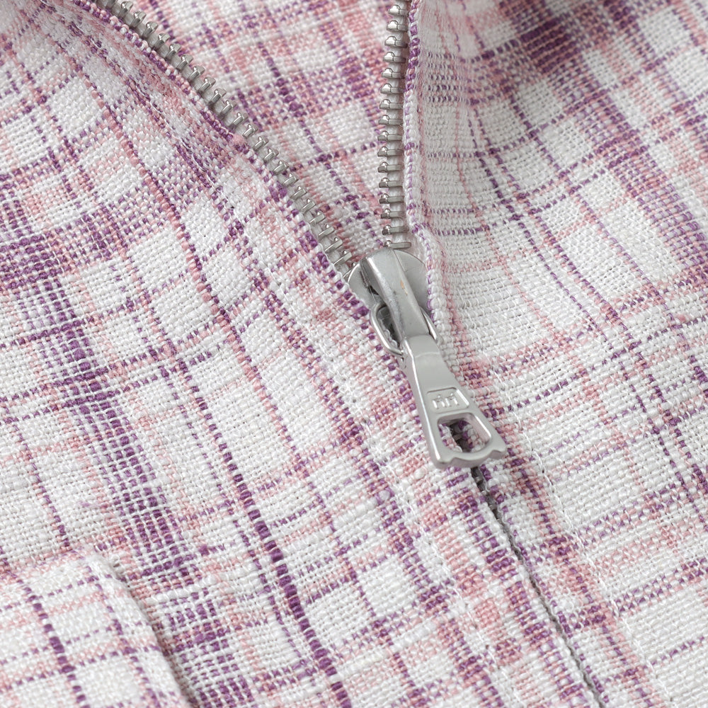 LINEN SILK CHECK ZIP BLOUSON