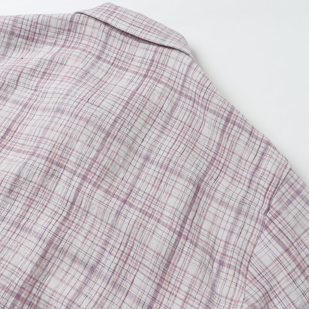 LINEN SILK CHECK ZIP BLOUSON