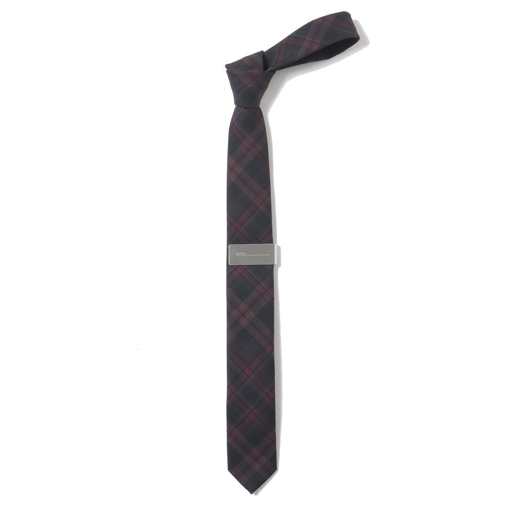 Wool Check Tie with Money Clip