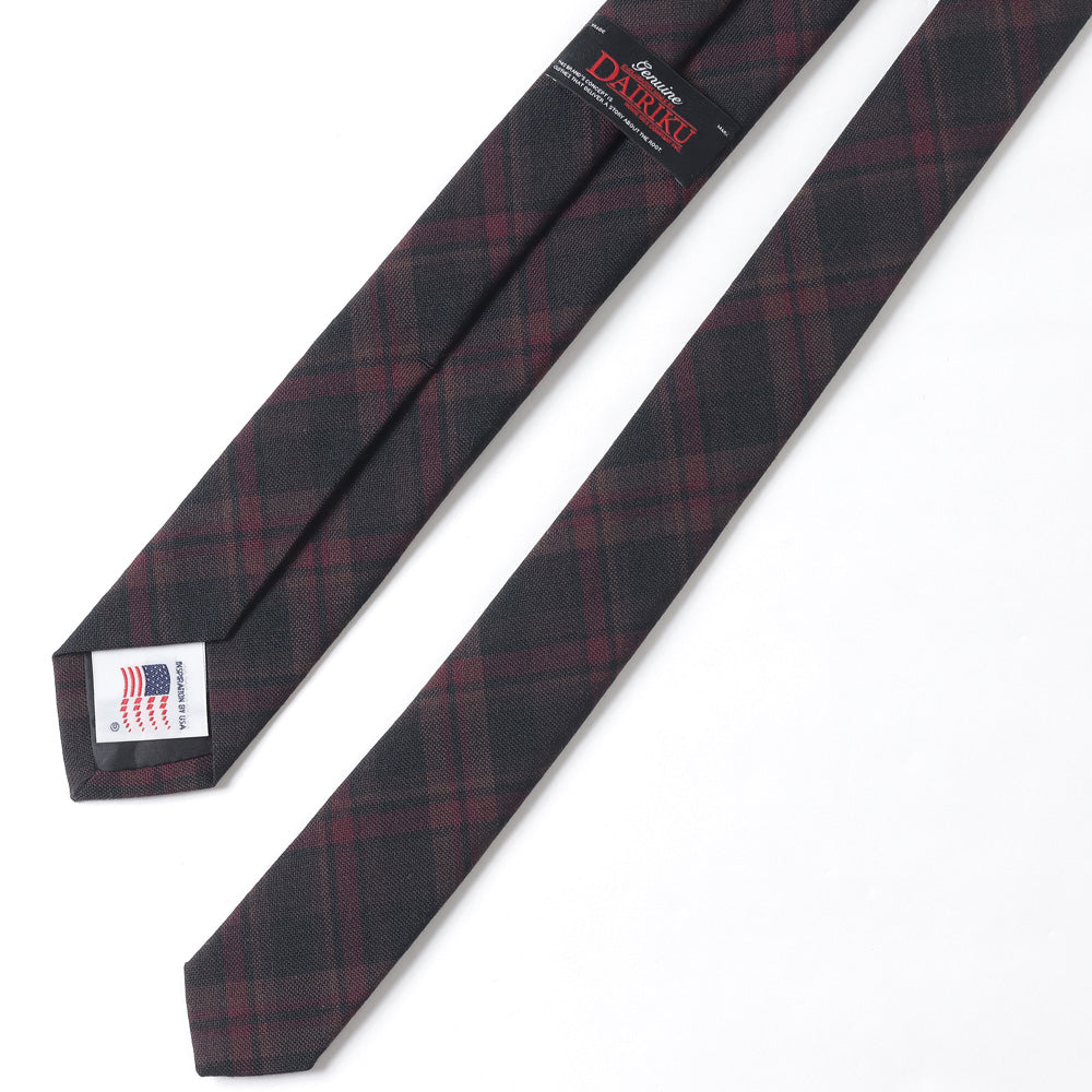 Wool Check Tie with Money Clip