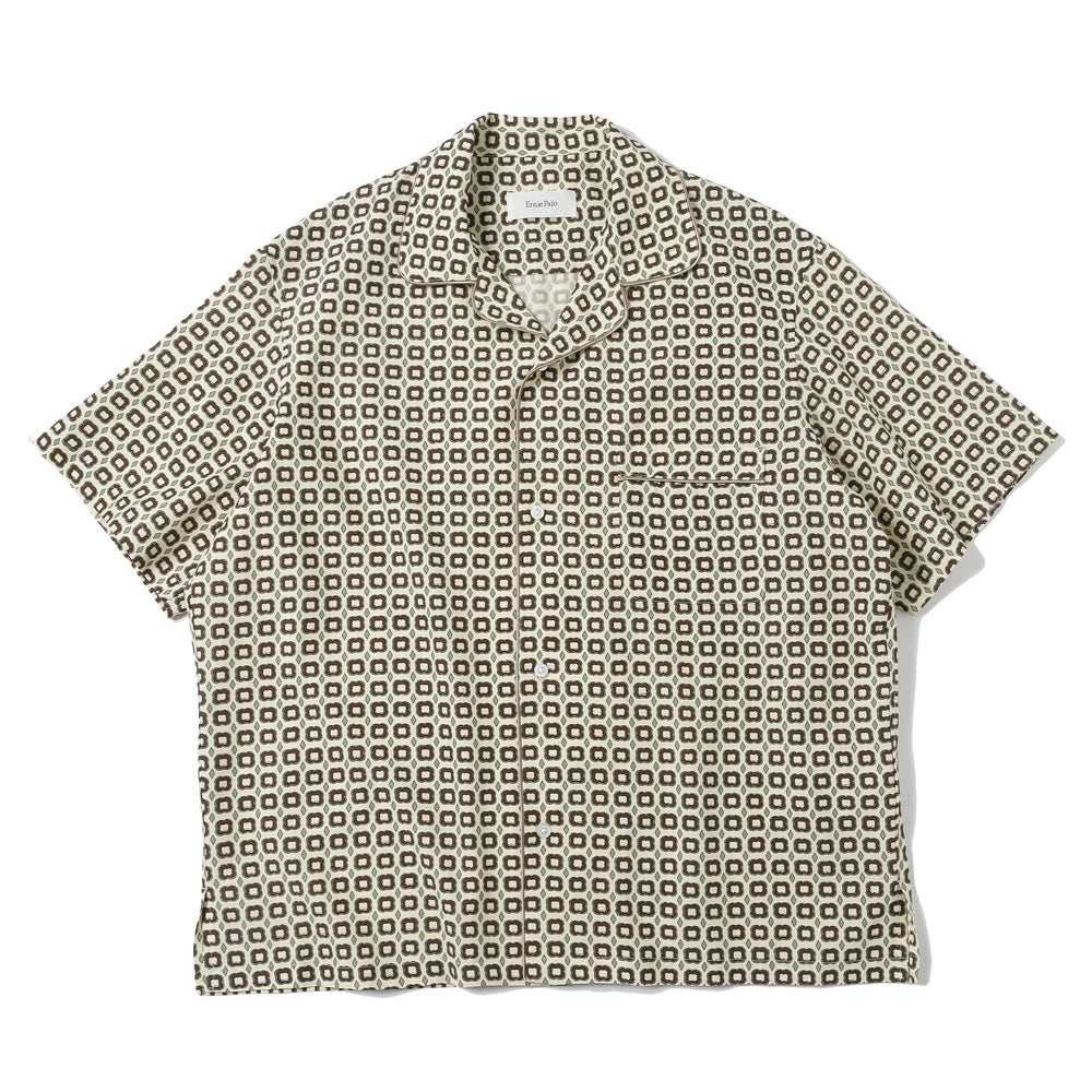 Small Parttern Open-Collar Shirt