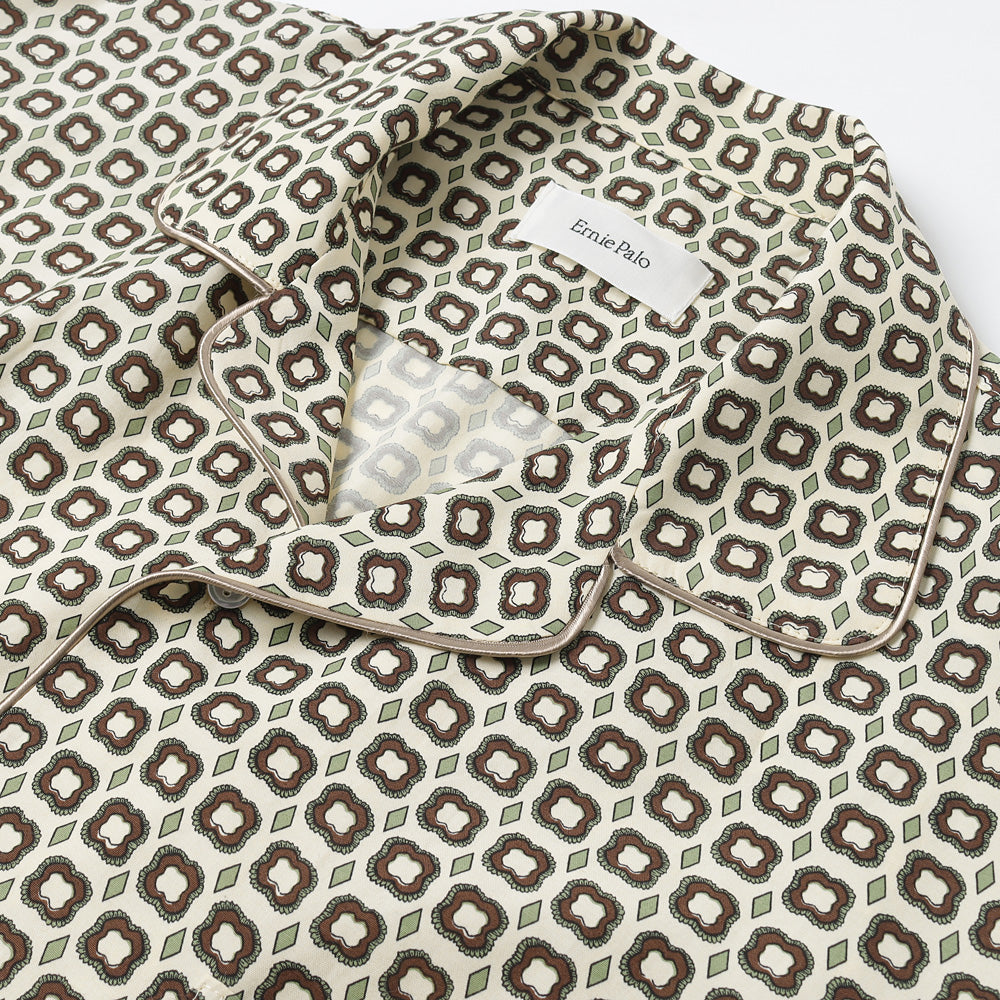 Small Parttern Open-Collar Shirt