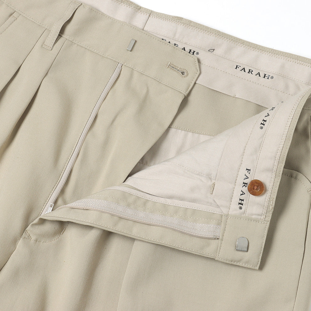Two-tuck Wide Tapered Pants (T/R Hopsack)
