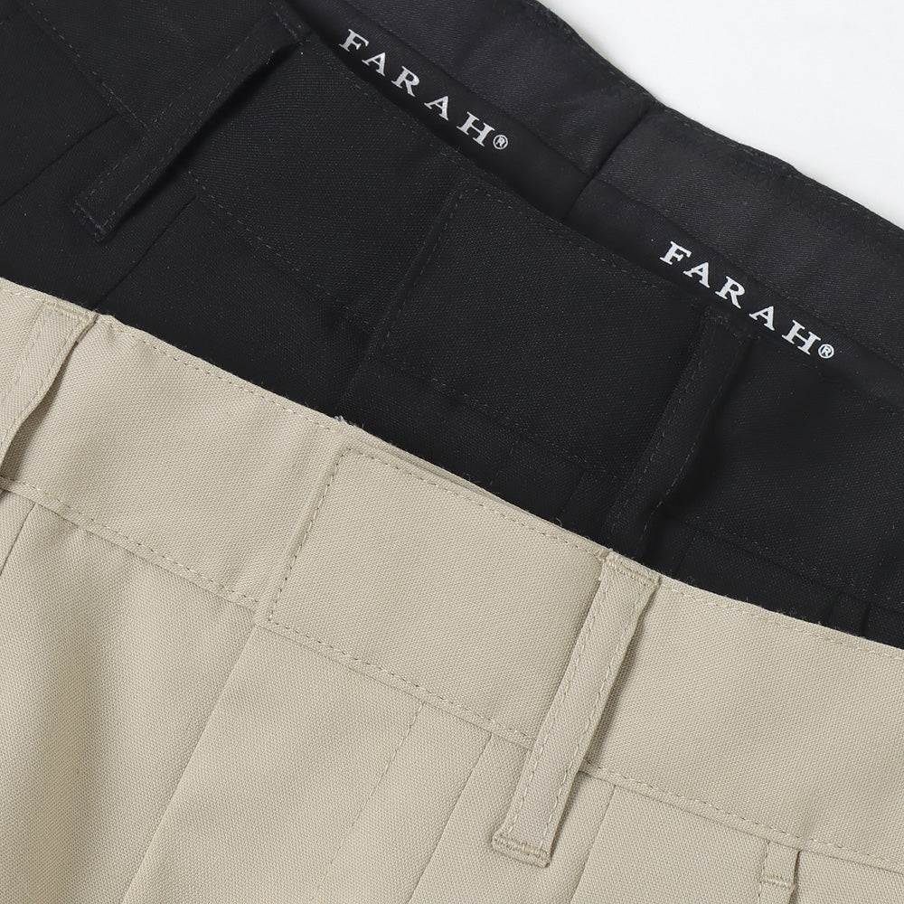 Two-tuck Wide Tapered Pants (T/R Hopsack)