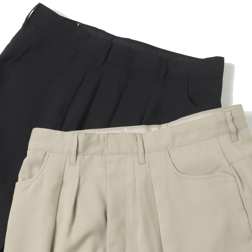 Two-tuck Wide Tapered Pants (T/R Hopsack)