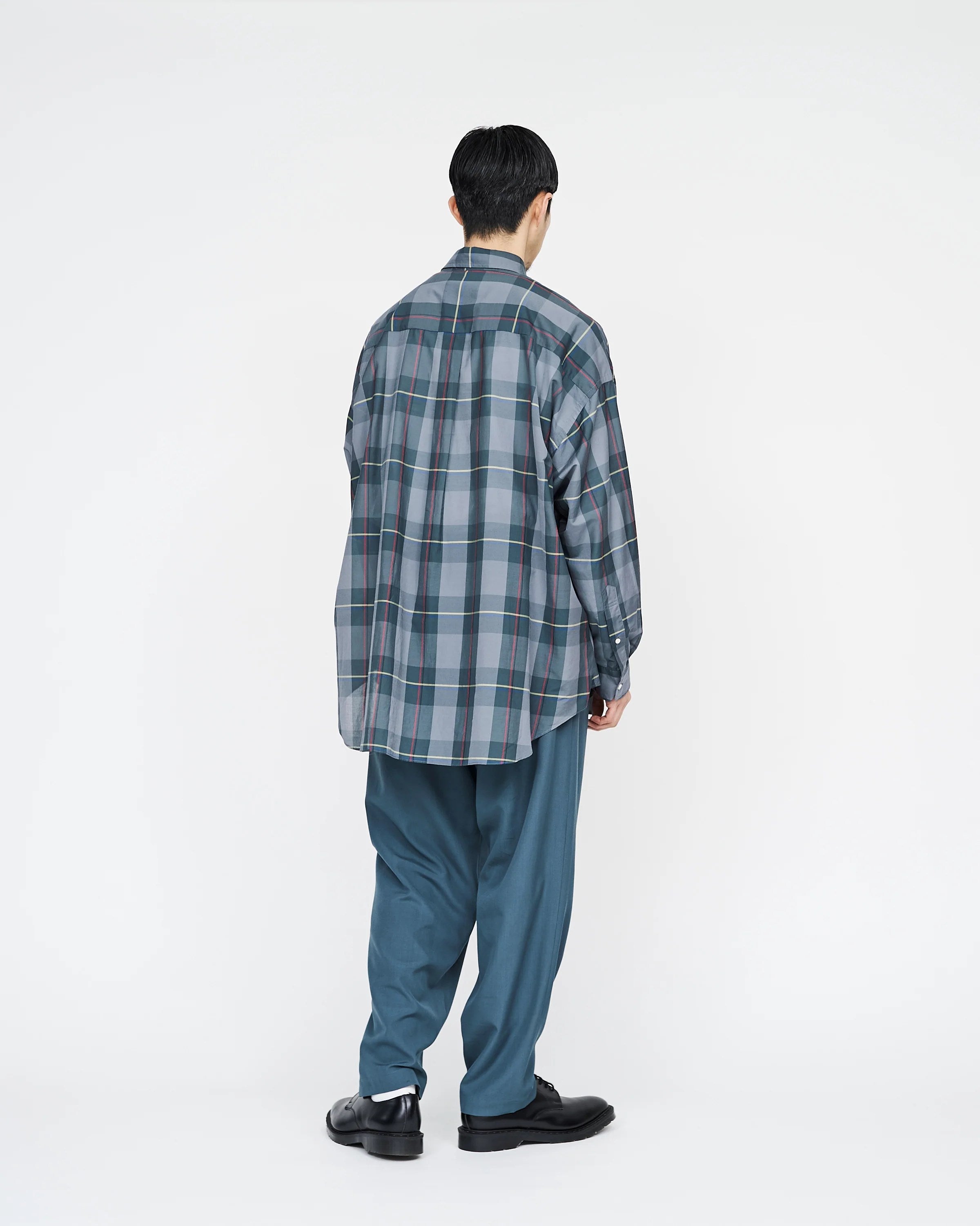 Graphpaper) Sheer Check Oversized Regular Collar Shirt (GM231