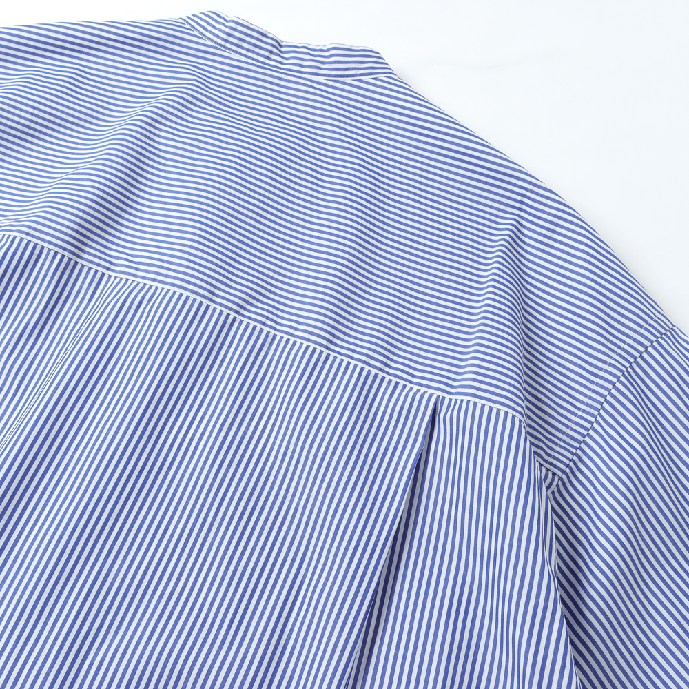 Broad Stripe L/S Oversized Band Collar Shirt