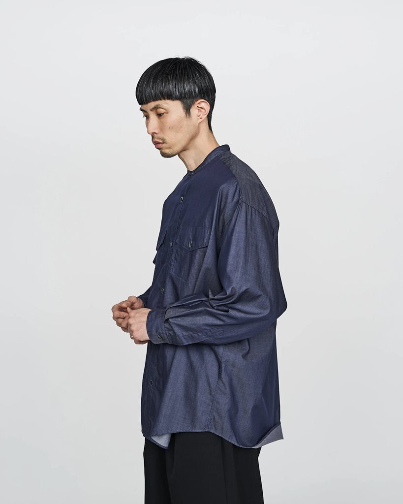 Graphpaper） Supima Compact Band Collar Dungaree Shirt (GM231 