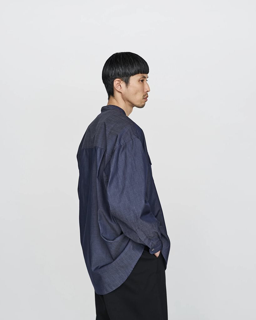 Graphpaper） Supima Compact Band Collar Dungaree Shirt (GM231 