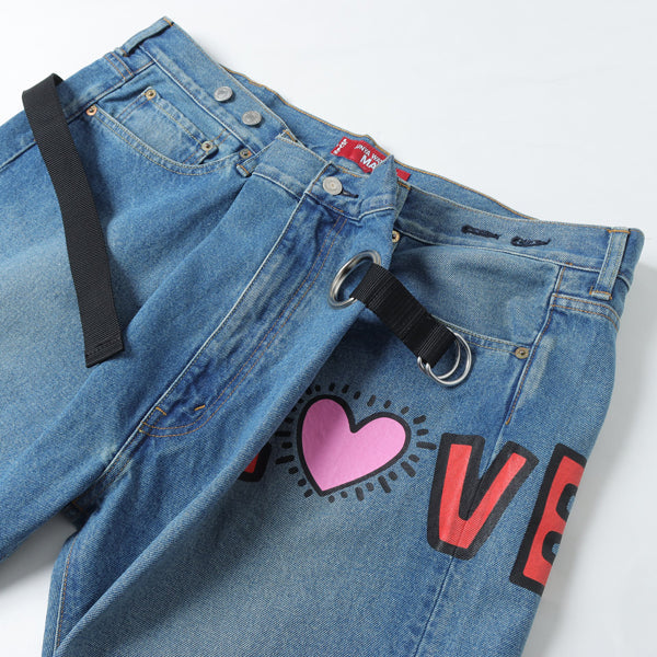 綿デニム製品加工Levi's Wネーム Keith Haring P201